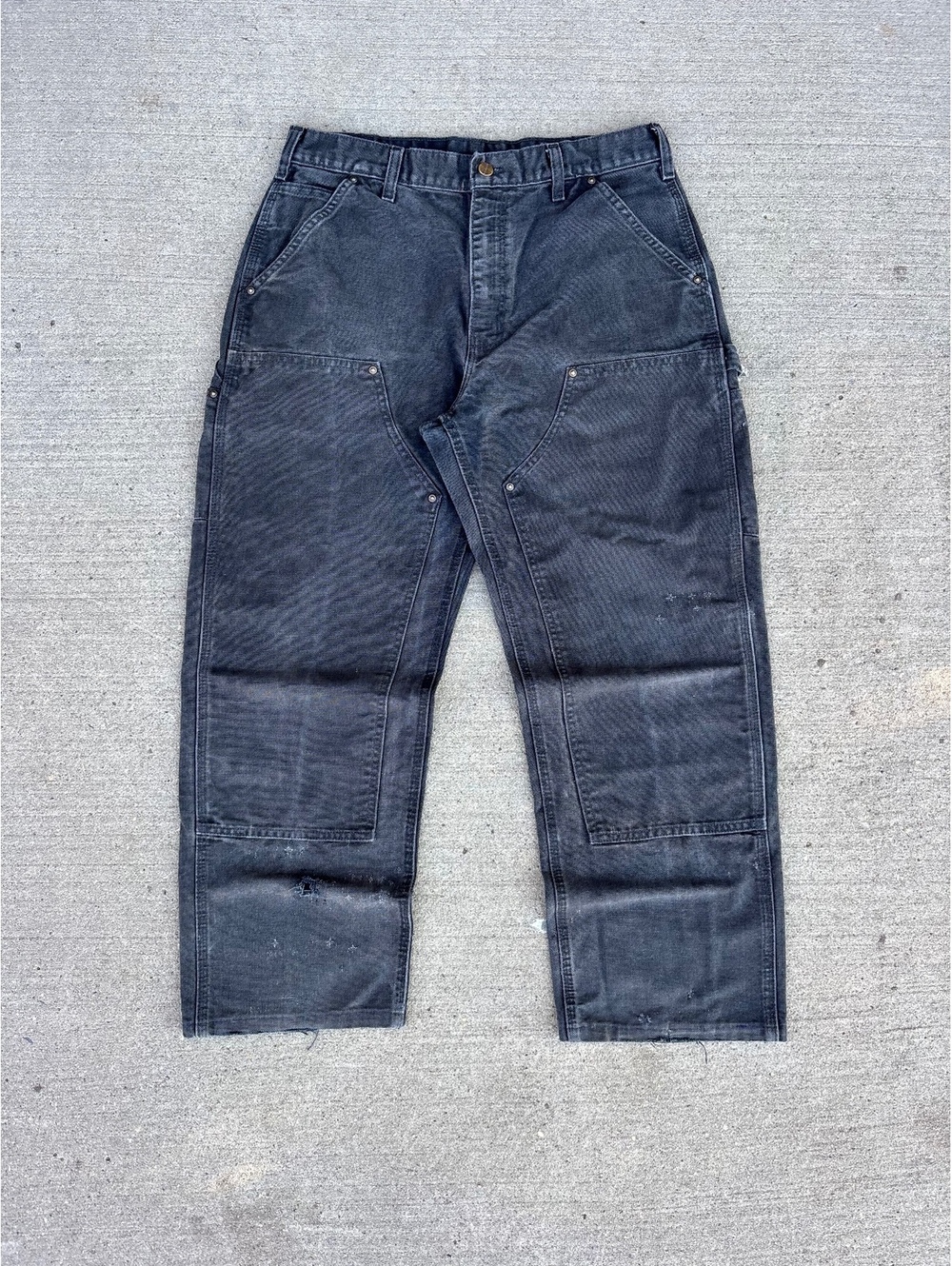 Vintage Carhartt B136 Sunfaded Black Double Knee Pants 33x32
